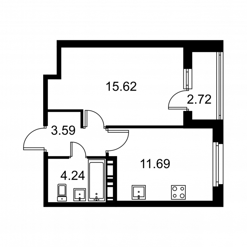 1 ккв 36,5 м²