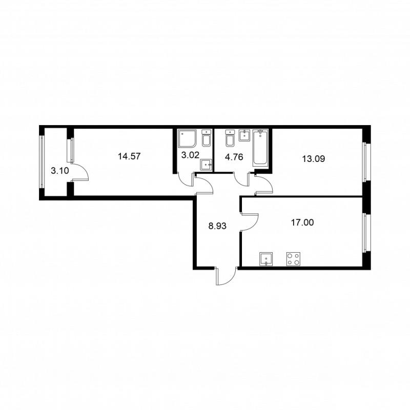 3 ккв (Евро) 62,9 м²