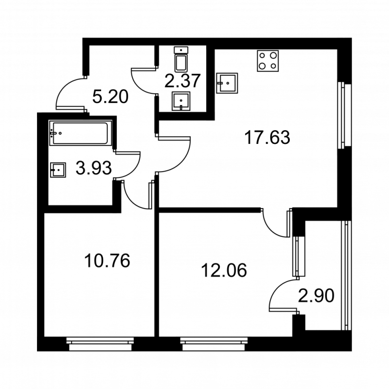 3 ккв (Евро) 53,4 м²