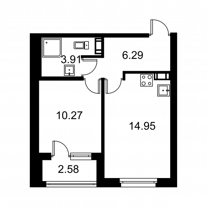 1 ккв 36,6 м²