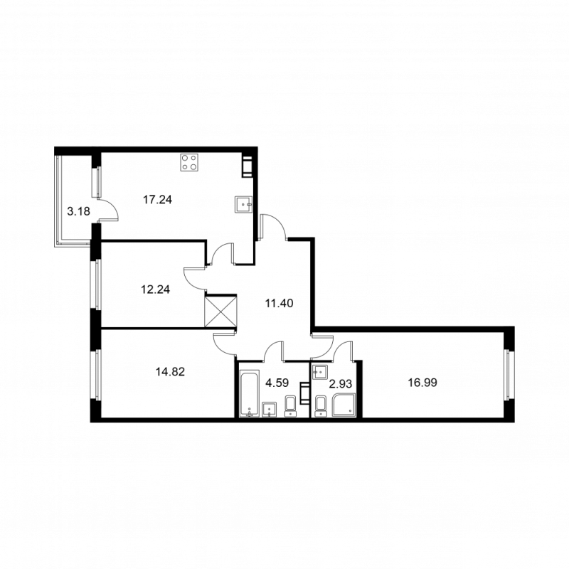 4 ккв (Евро) 81,8 м²
