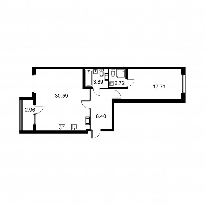 2 ккв (Евро) 64,8 м²
