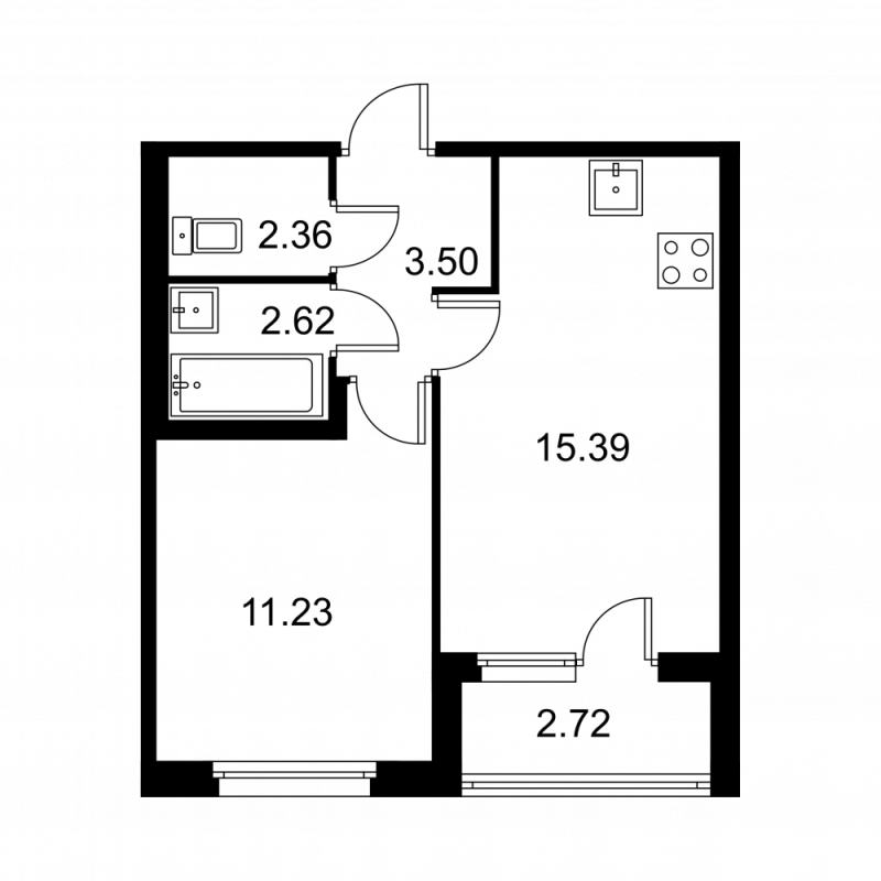 2 ккв (Евро) 36,5 м²