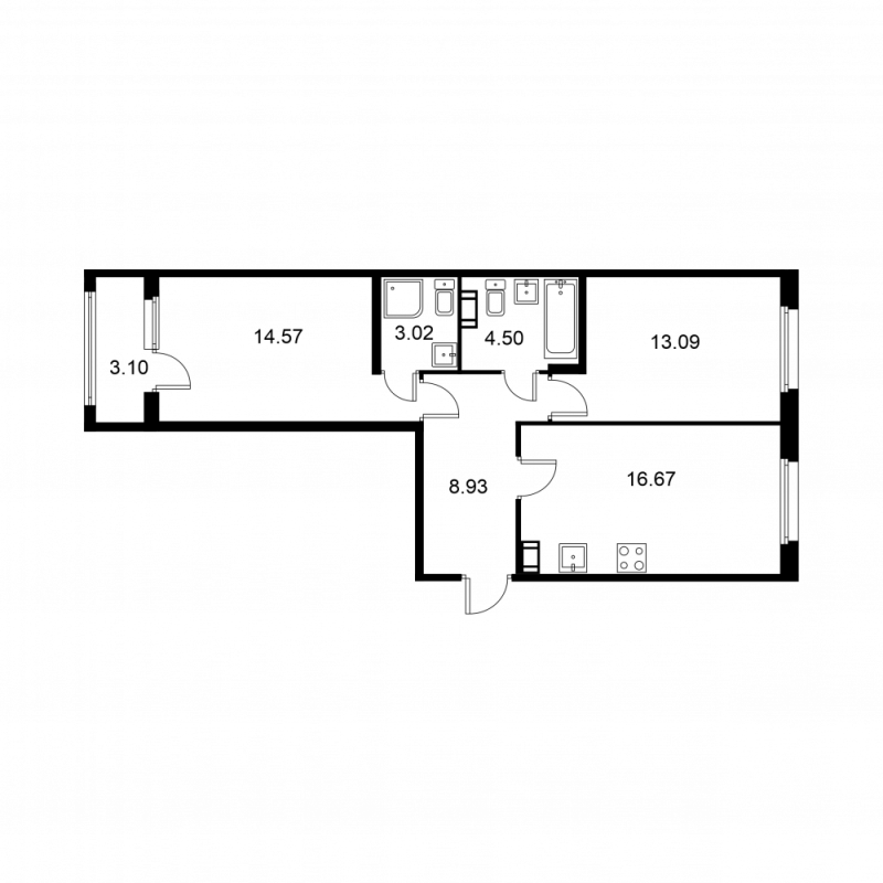 3 ккв (Евро) 62,3 м²