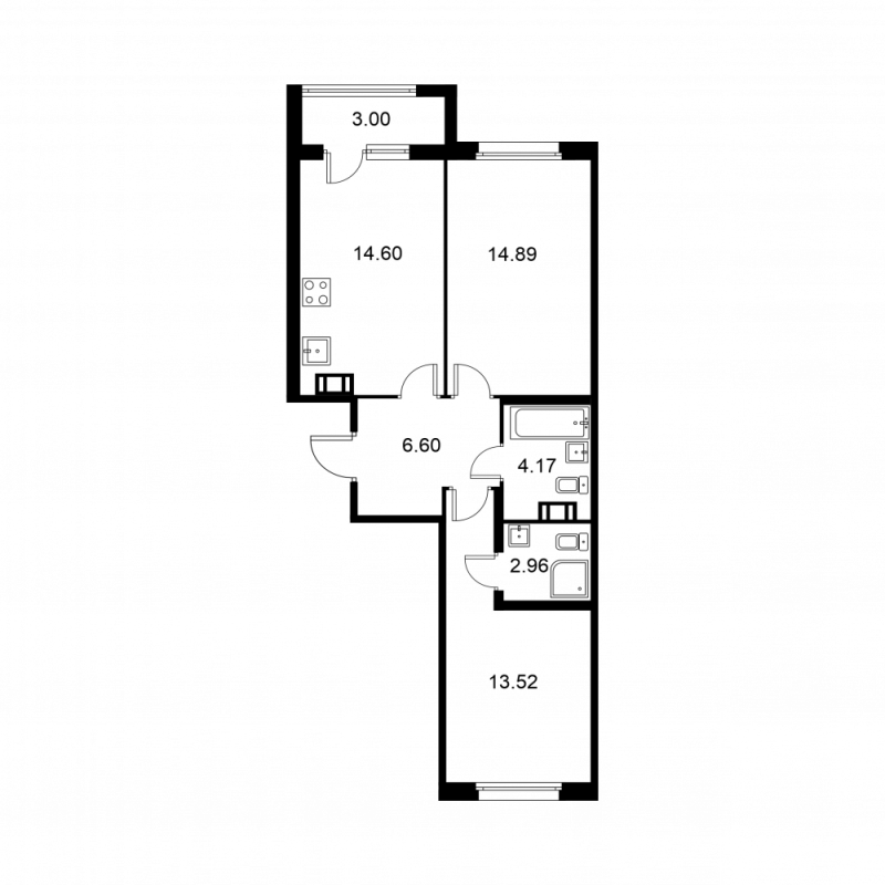 2 ккв 58,2 м²