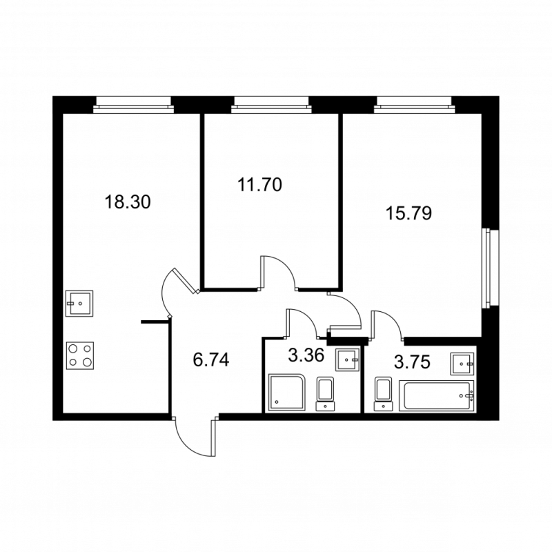 3 ккв (Евро) 59,6 м²