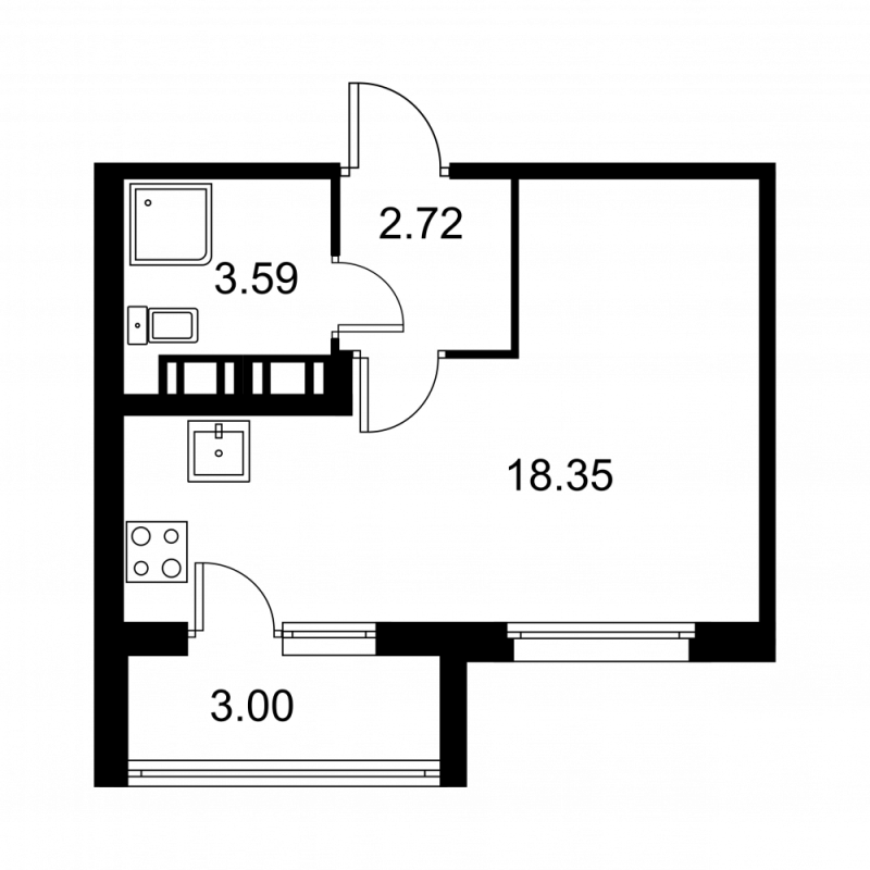 Студия 26,2 м²