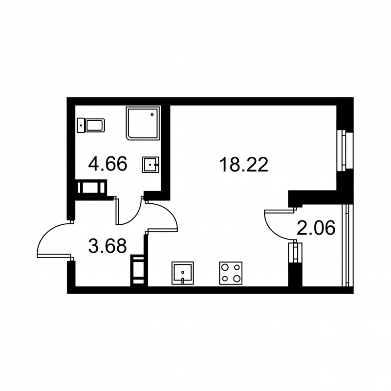 Студия 27,6 м²