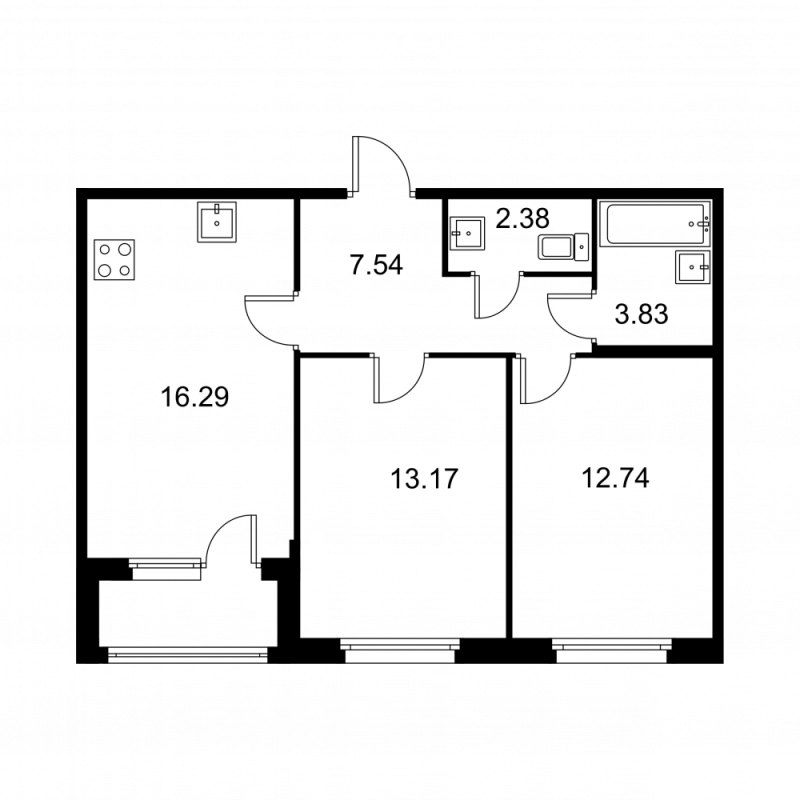 3 ккв (Евро) 57,3 м²