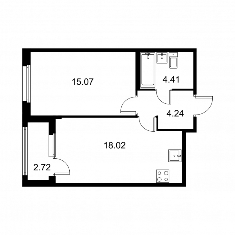 2 ккв (Евро) 43,1 м²