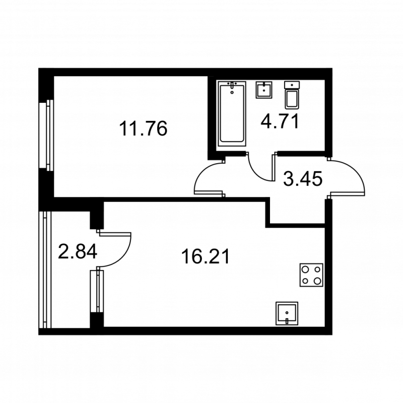 2 ккв (Евро) 37,6 м²