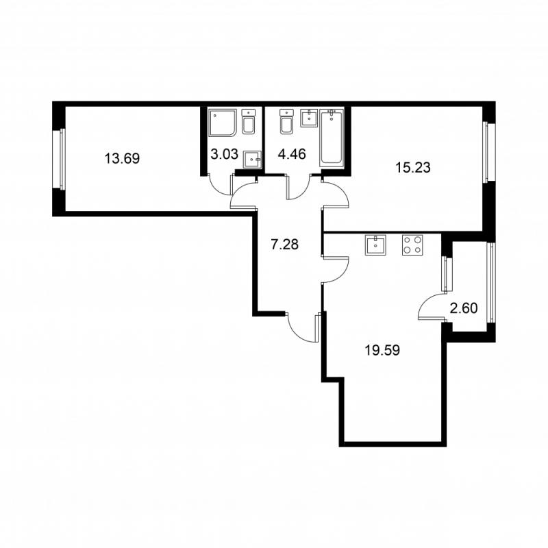 3 ккв (Евро) 64,6 м²