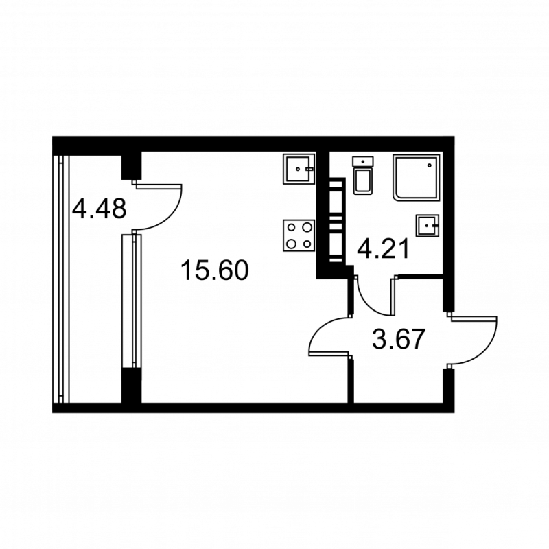 Студия 25,7 м²