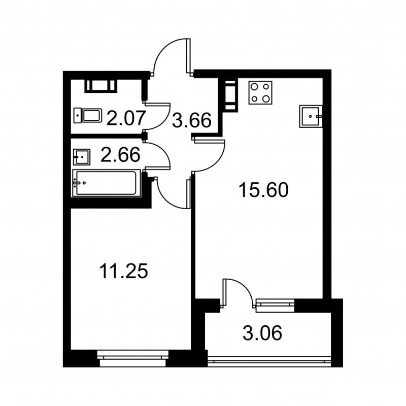 2 ккв (Евро) 36,8 м²