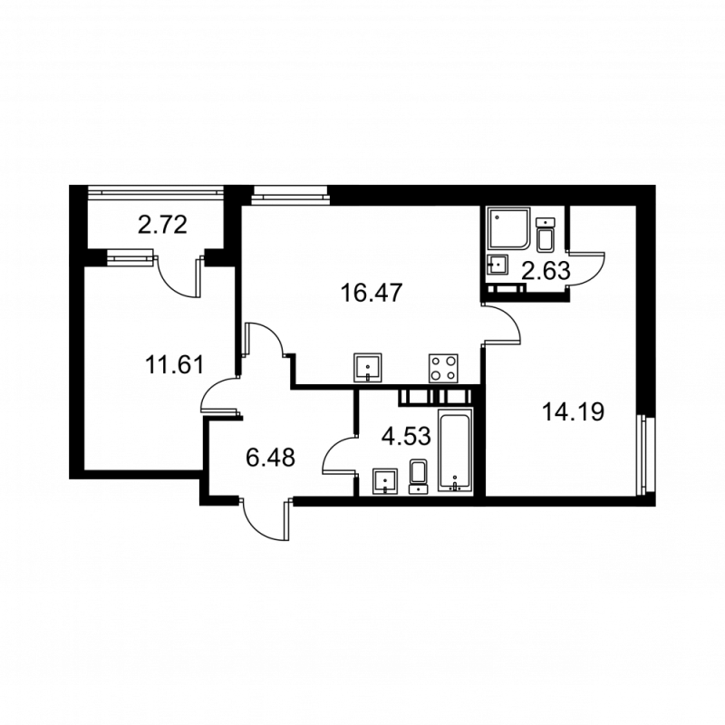 3 ккв (Евро) 57,1 м²