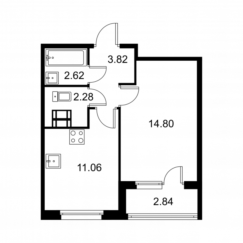1 ккв 36 м²