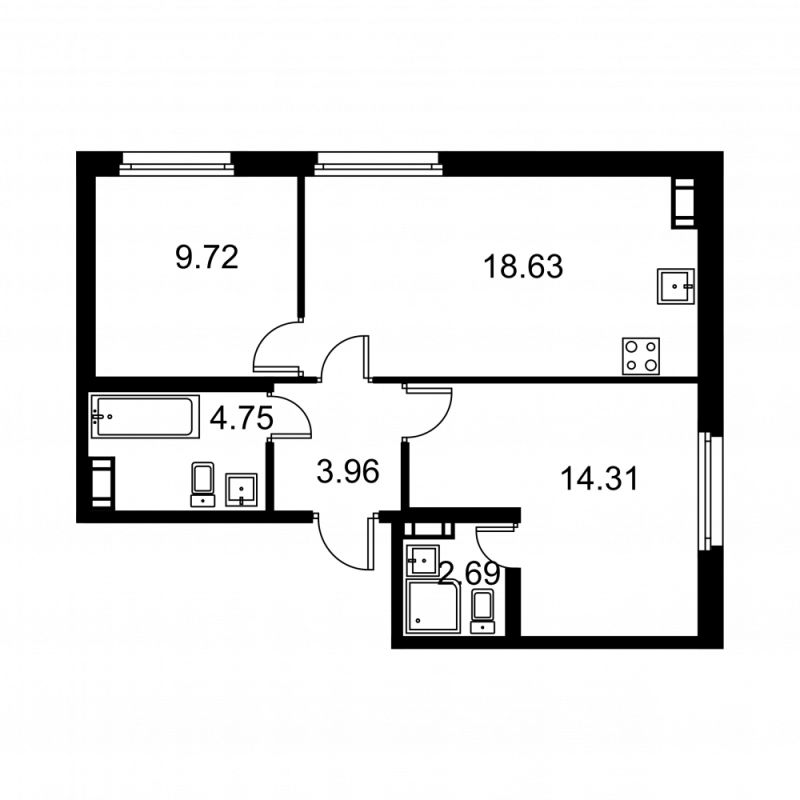 3 ккв (Евро) 54,1 м²