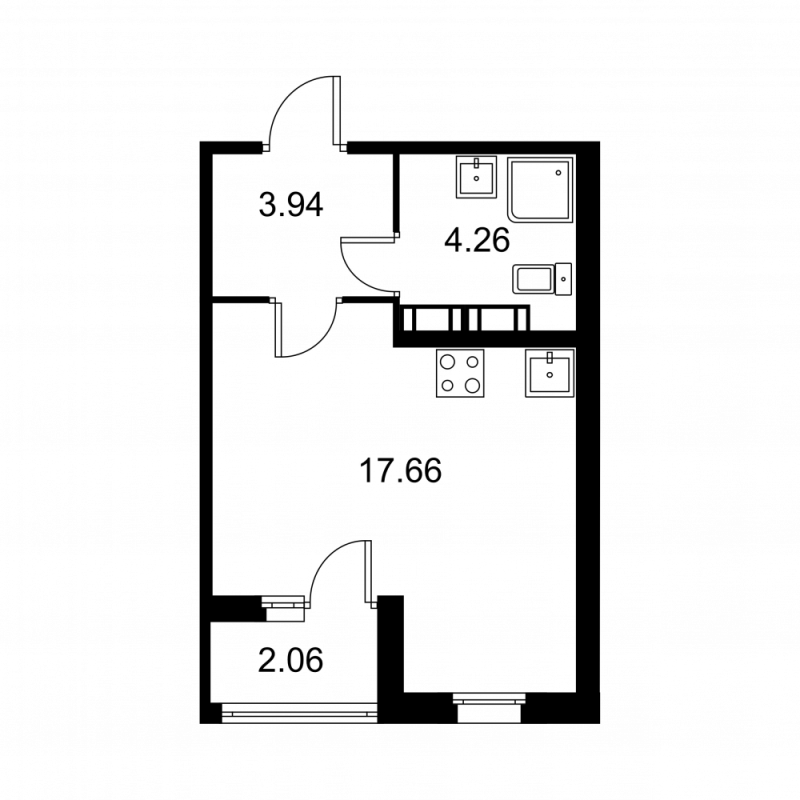 Студия 26,9 м²