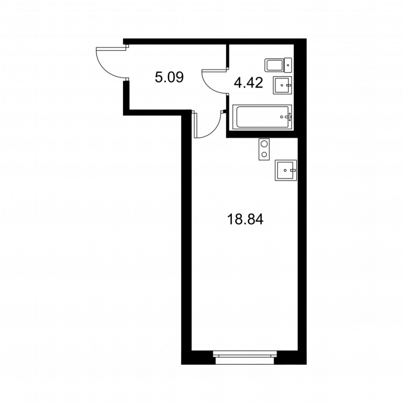 Студия 28,4 м²