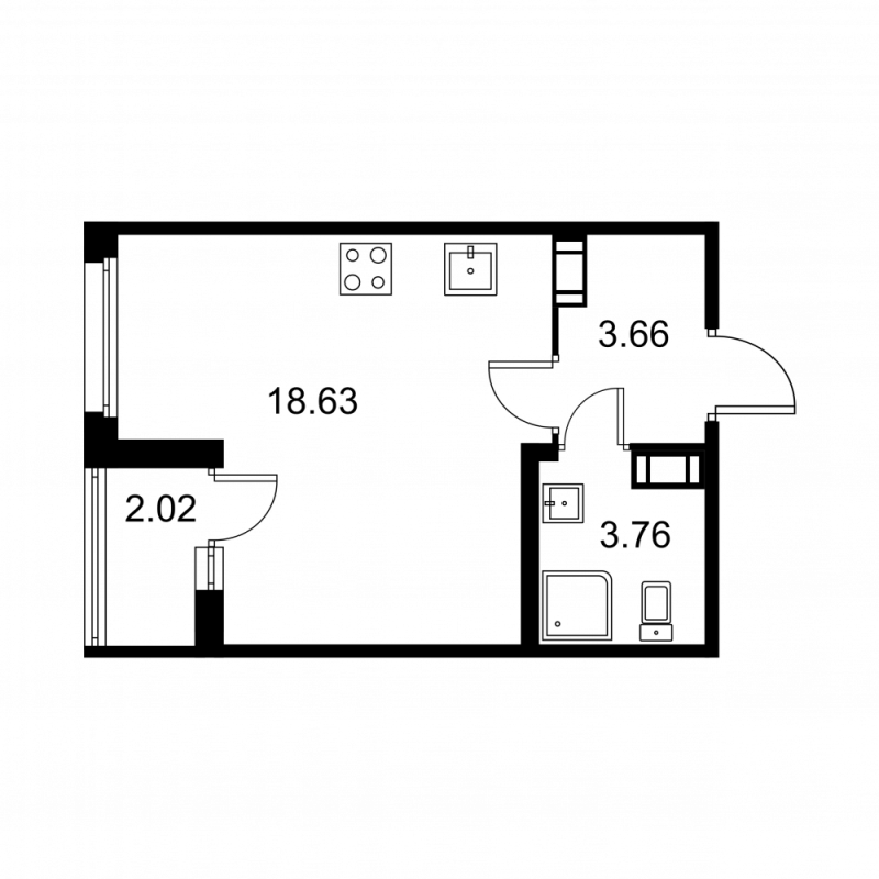 Студия 27,1 м²