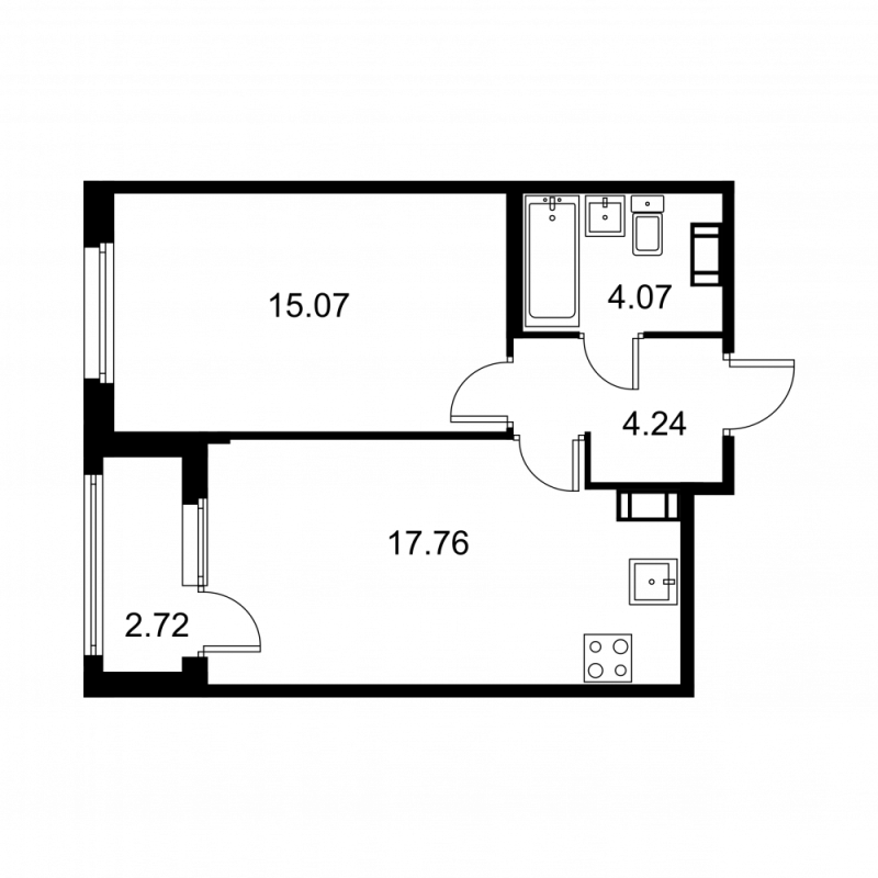 2 ккв (Евро) 42,5 м²