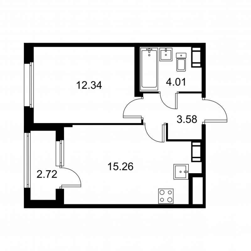 2 ккв (Евро) 36,6 м²