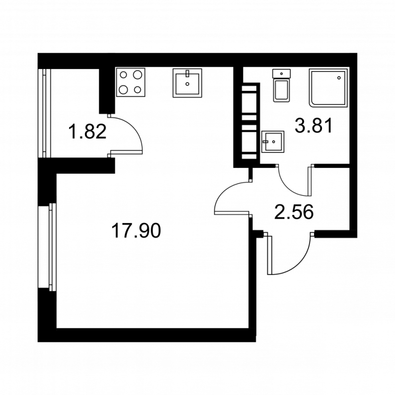 Студия 25,2 м²
