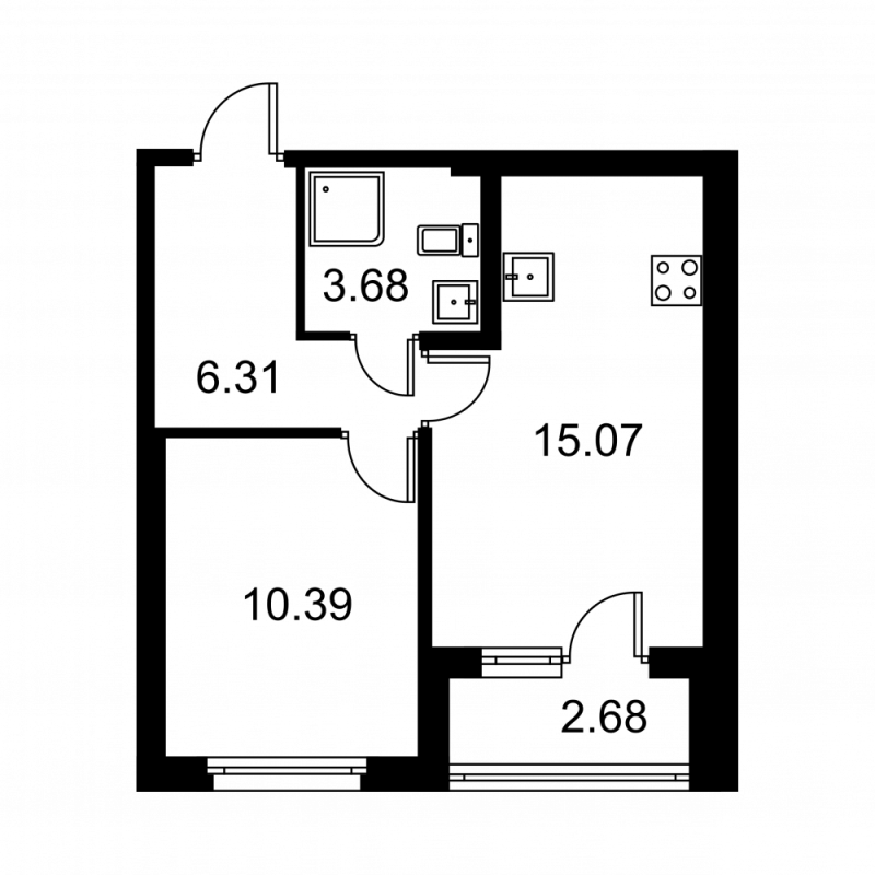 2 ккв (Евро) 36,8 м²