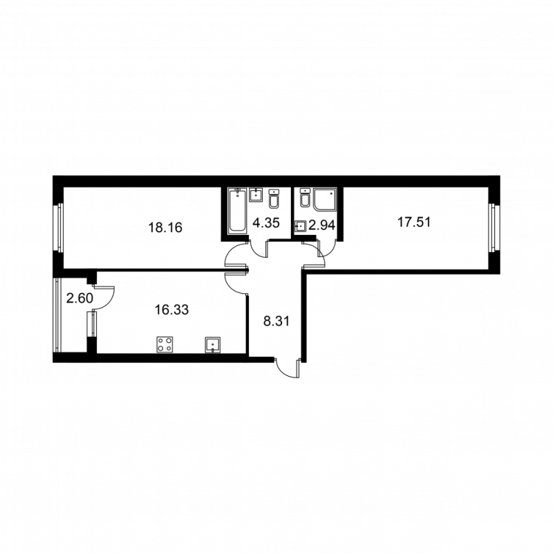 3 ккв (Евро) 68,9 м²
