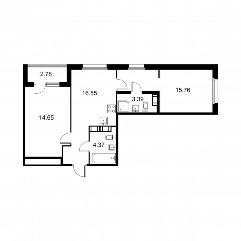 3 ккв (Евро) 56,1 м²