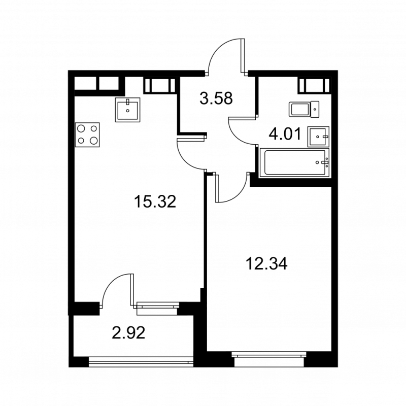 2 ккв (Евро) 36,7 м²