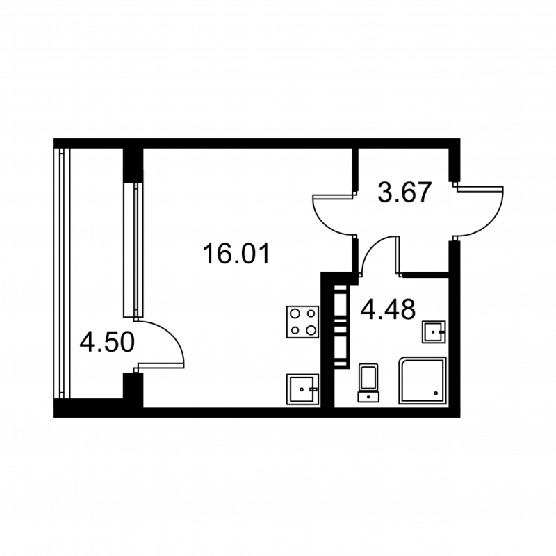Студия 26,4 м²