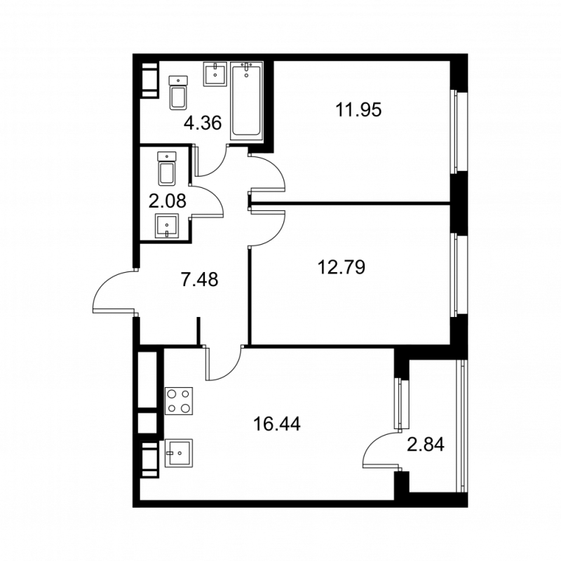 3 ккв (Евро) 56,5 м²