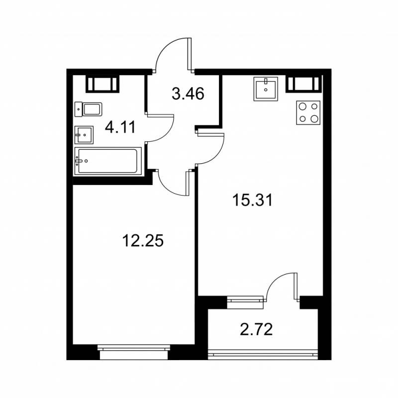 2 ккв (Евро) 36,5 м²