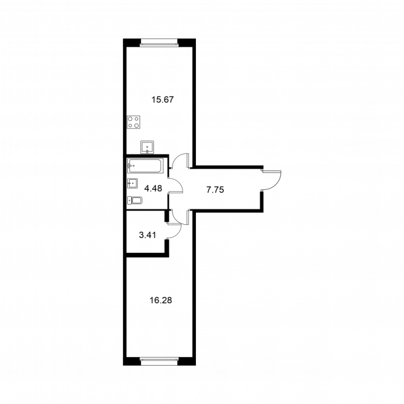 2 ккв (Евро) 47,6 м²