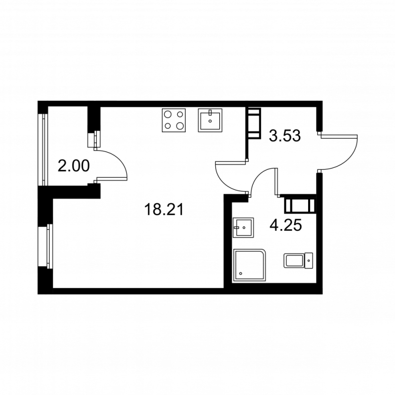 Студия 27 м²