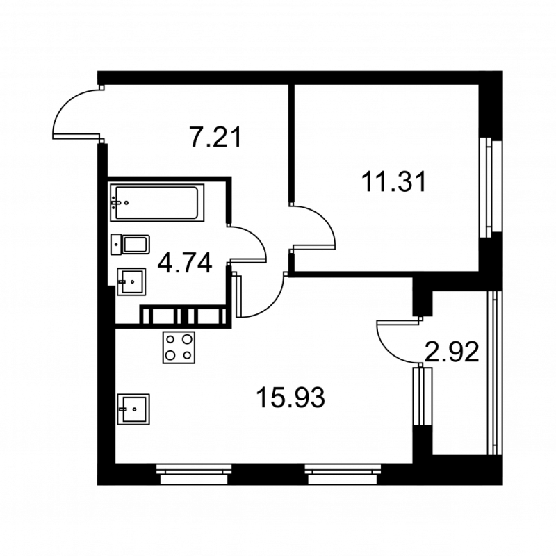 2 ккв (Евро) 40,7 м²