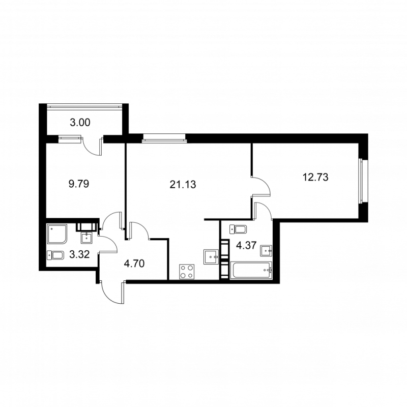 3 ккв (Евро) 57,5 м²