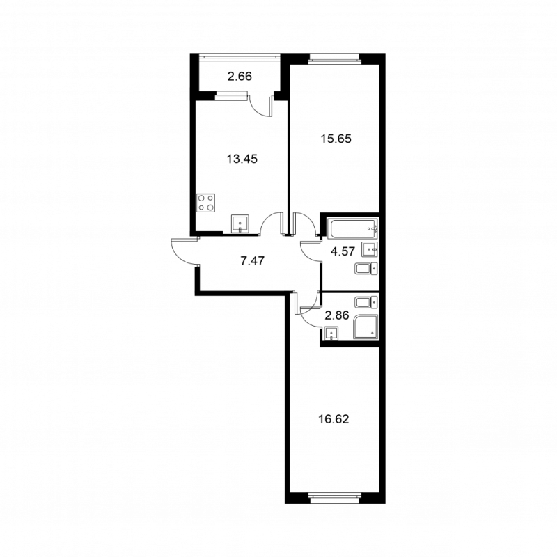 2 ккв 62 м²