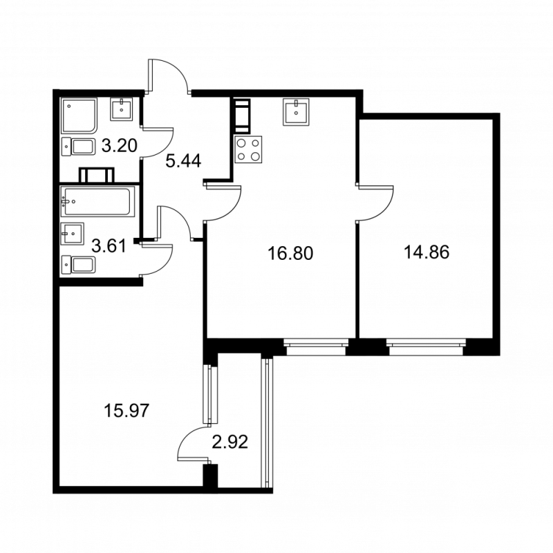 3 ккв (Евро) 61,3 м²