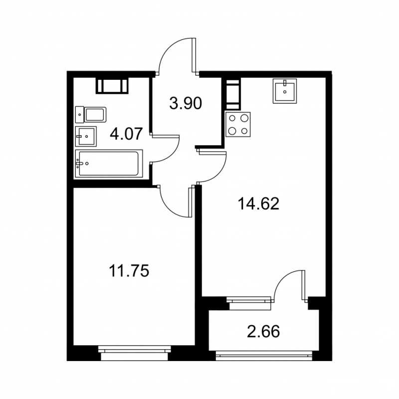 1 ккв 35,7 м²