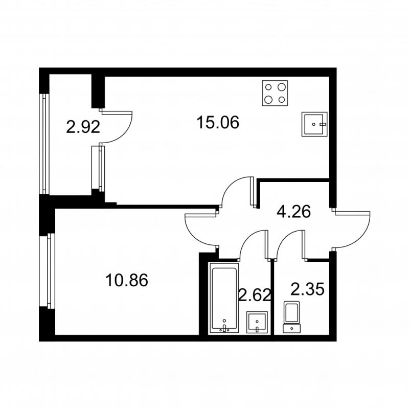 1 ккв 36,6 м²