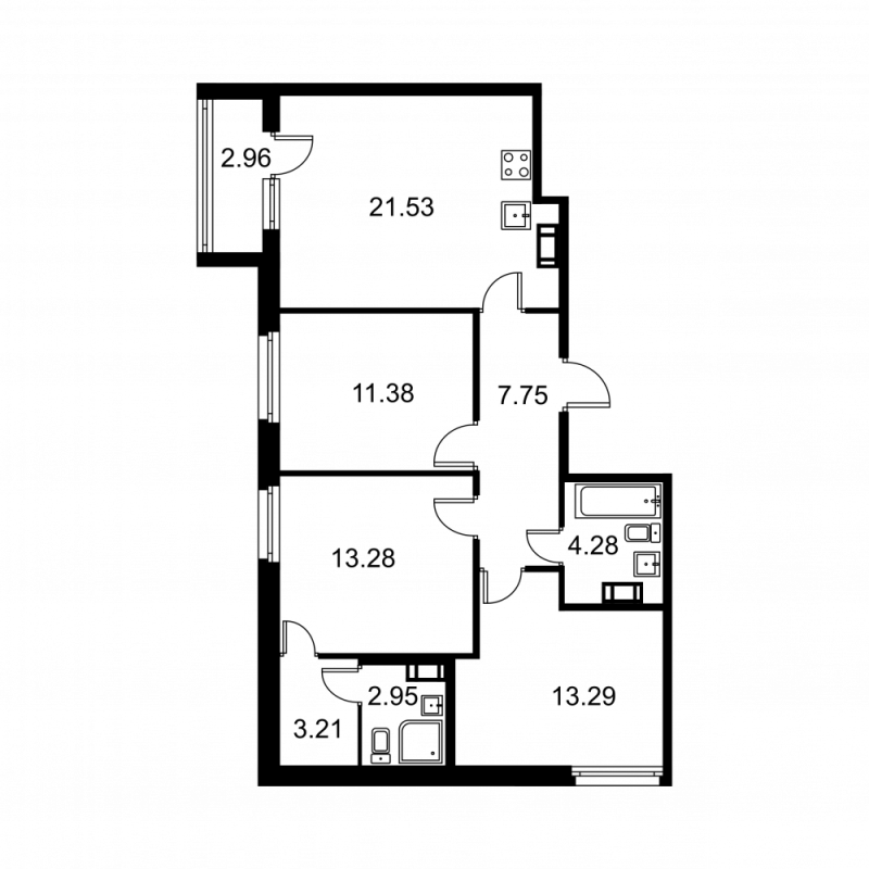 4 ккв (Евро) 79,2 м²