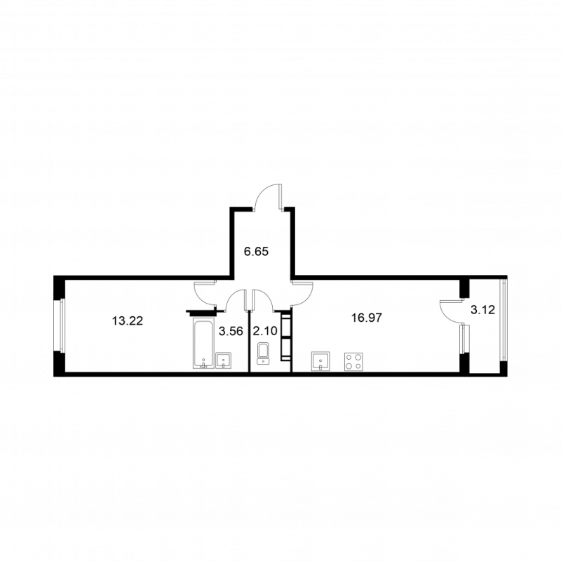 2 ккв (Евро) 44,1 м²