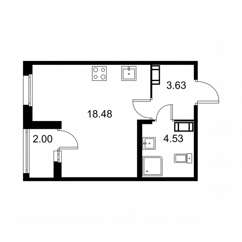 Студия 27,6 м²