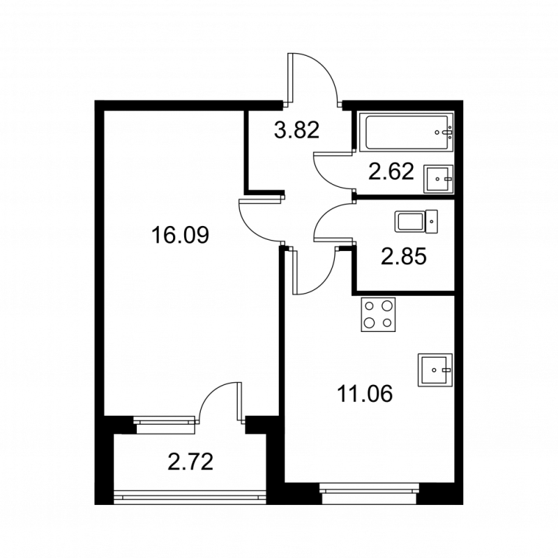1 ккв 37,8 м²