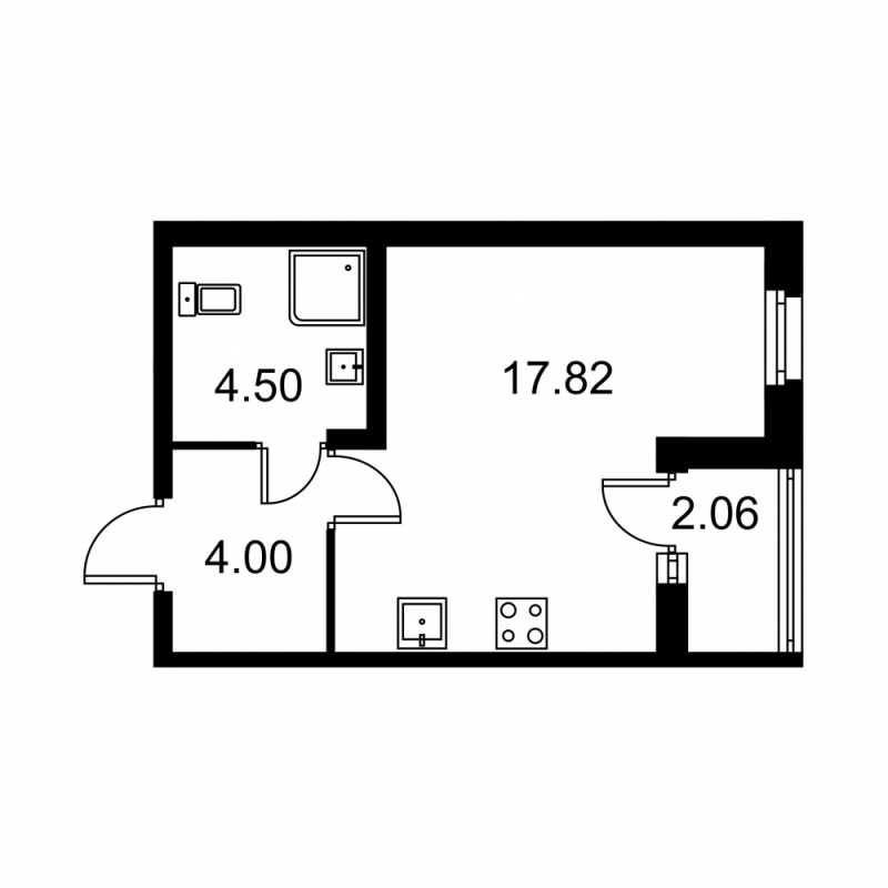 Студия 27,4 м²