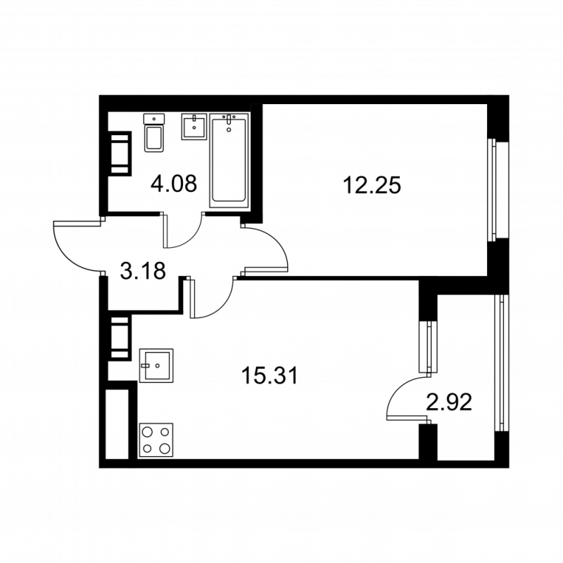 2 ккв (Евро) 36,3 м²