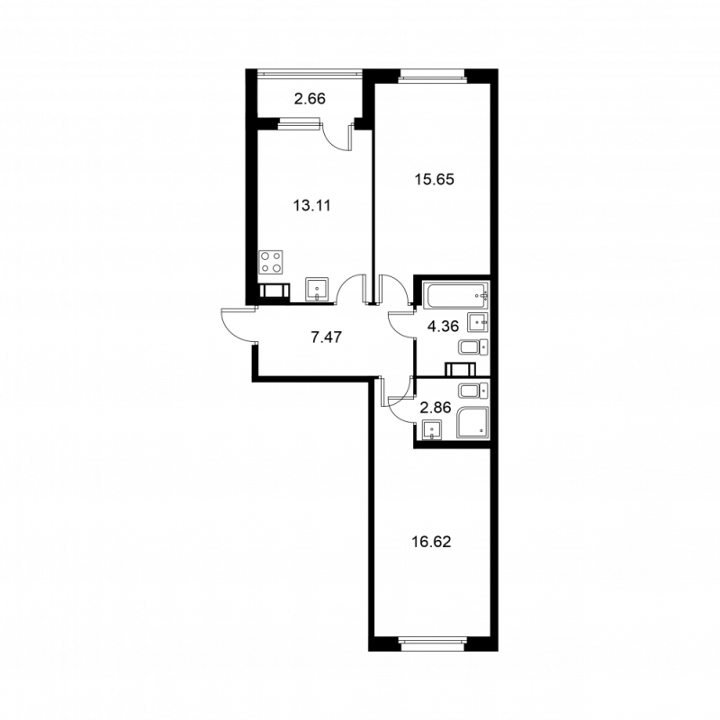 2 ккв 61,4 м²