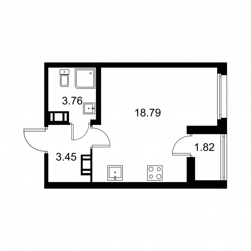 Студия 26,9 м²